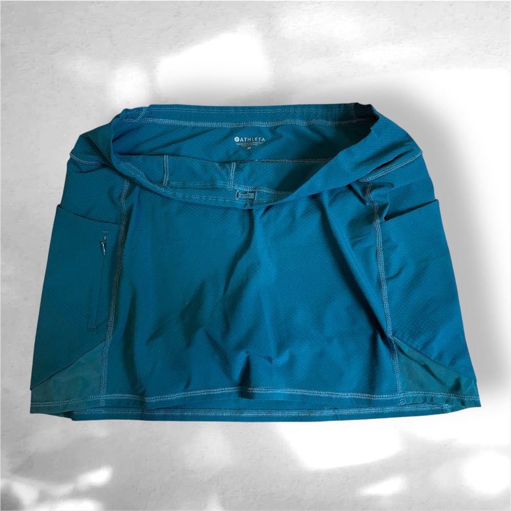Athleta Teal Athletic Skort Built-In Shorts Zip Pocket Size M - Picture 2 of 6